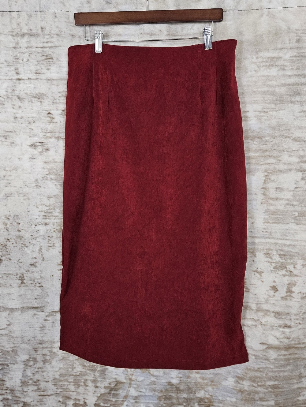 Vintage 1990s Burgundy Red Midi Pencil Skirt M 90s Briggs Whimsigoth - Picture 7 of 14